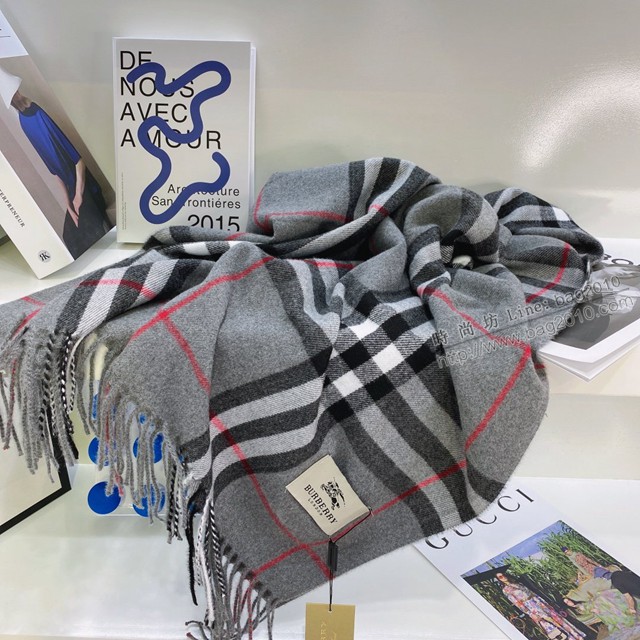 Burberry經典寬格混紡大披肩 經典格子女士圍巾披肩 巴寶莉2021新款羊毛羊絨圍巾  mmj1350